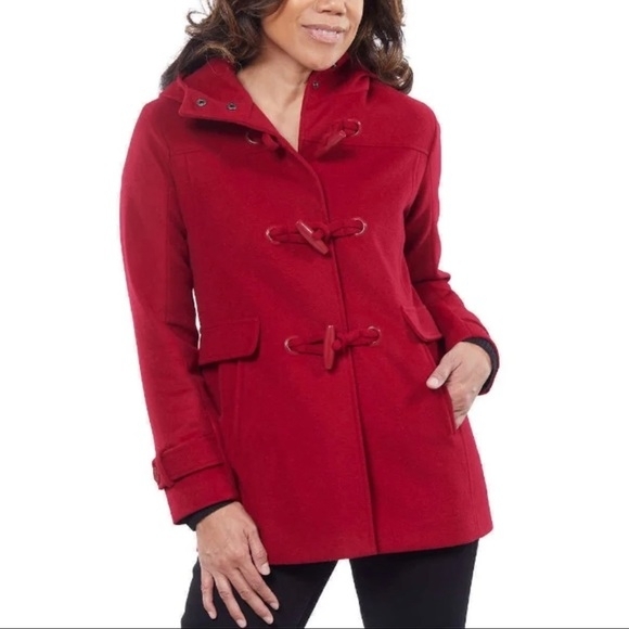 Pendleton Red Wool Blend Toggle Snap Button Hooded Jacket Size XS - Picture 2 of 16